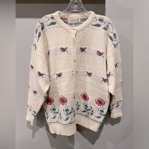 Vintage Pure Wool Glenugie Women’s Cardigan Size Eu44 (2XL US) Floral, granny.